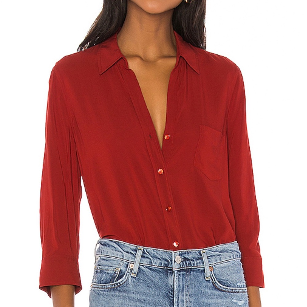 L’agence Red 3/4 Sleeve Viscose Blouse